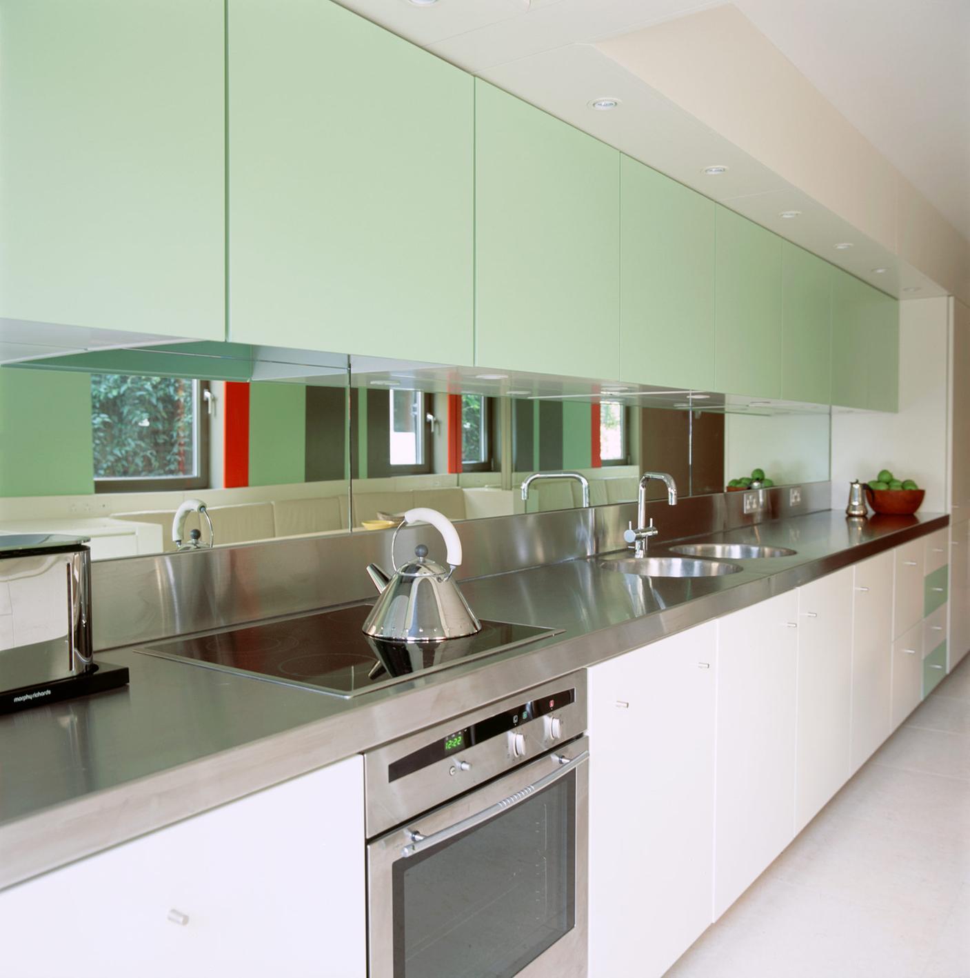 Kitchen counter with mirror splashback